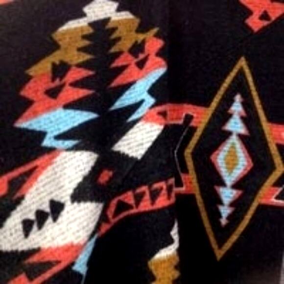 Painted Threads Open Front Black Orange Aztec Cardigan - Picture 6 of 12